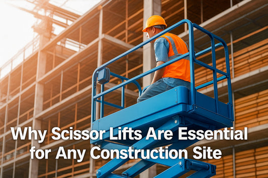 Why scissor lifts are essential for construction sites – worker elevated on lift platform